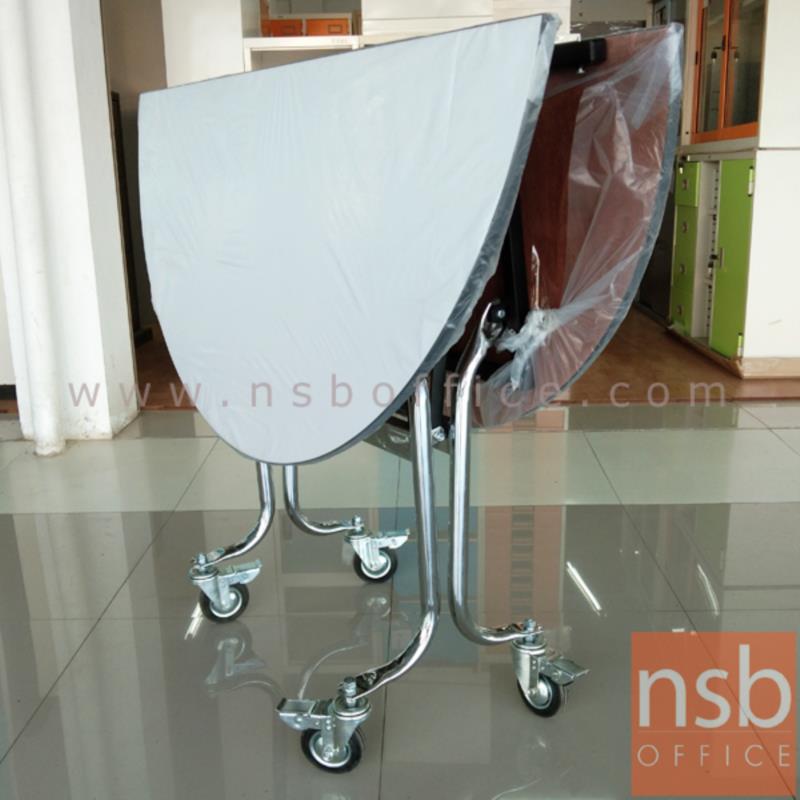 โต๊ะพับหน้าโฟเมก้าขาวล้อเลื่อน 25 มม. รุ่น Blakely (เบล็กลี่) ขนาด 4 ,5 ,6 ฟุต ขาเหล็กชุบโครเมี่ยม