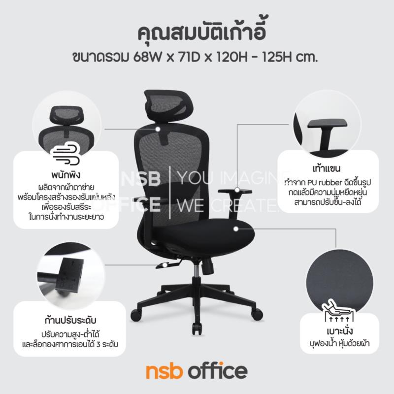 เก้าอี้ผู้บริหารหลังเน็ต รุ่น Jorkins (จอร์กิ้นส์)  โช้คแก๊ส ก้อนโยก ขาพลาสติก