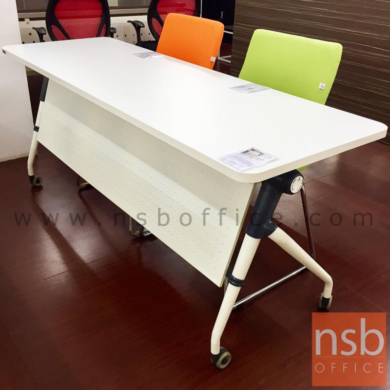 A07A056:โต๊ะประชุมพับเก็บได้ล้อเลื่อน รุ่น TY-860 ขนาด 160W ,180W (60D, 80D) cm.  พร้อมบังโป๊และตะแกรงวางของ