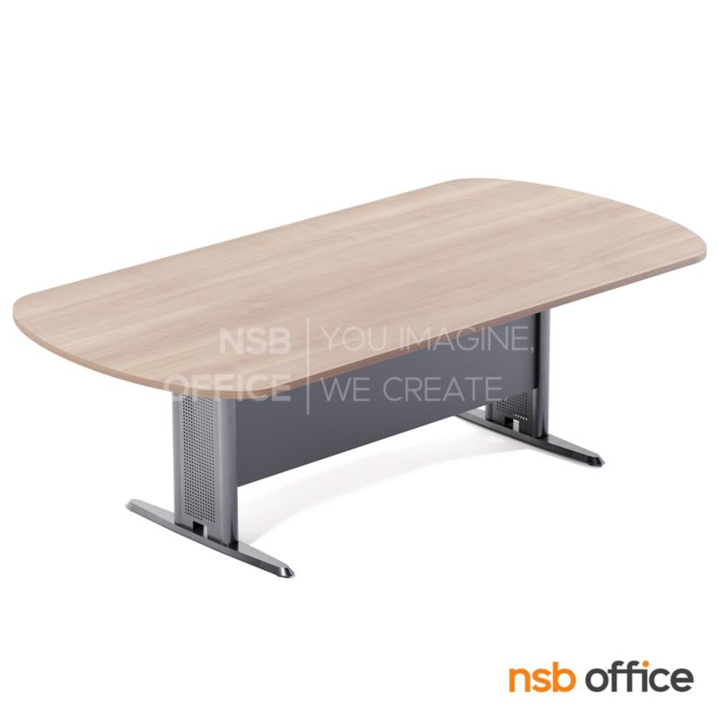 A05A139:โต๊ะประชุมทรงเหลี่ยมหัวโค้ง  180W, 200W, 240W cm. ระบบคานไม้ ขาเหล็กตัวที