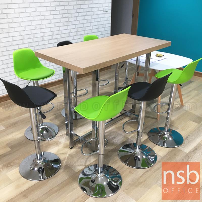 เก้าอี้บาร์สูงเปลือกโพลี่เสริมเบาะหนังเทียม รุ่น Lapchick (แลปชิค) ขนาด 38W cm. โช๊คแก๊ส ขาโครเมี่ยมฐานจานกลม