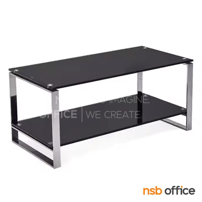 B13A421:โต๊ะกลางกระจกนิรภัยสีดำ รุ่น Zorvyn (ซอร์วิน) ขนาด 90W cm.  โครงขาสแตนเลส