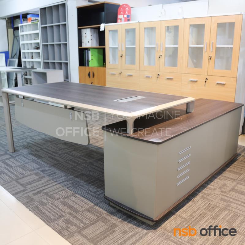 A16A128:โต๊ะผู้บริหารตัวแอล รุ่น Thermos (เทอร์มอส) ขนาด 200W cm.  พร้อมตู้ข้าง