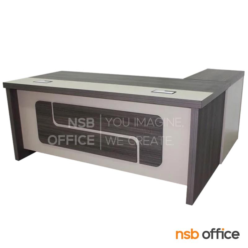 A30A071:โต๊ะผู้บริหารตัวแอล รุ่น Dexton (เดกซ์ตัน) ขนาด 180W ,200W cm.  พร้อมตู้ข้าง