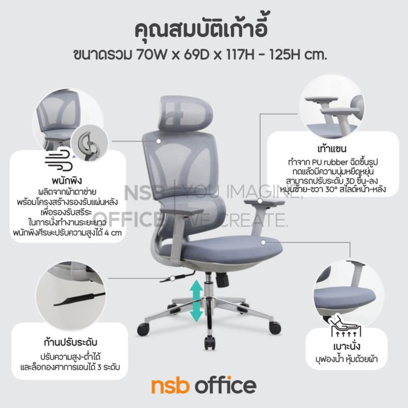 เก้าอี้ผู้บริหารหลังเน็ต รุ่น Emberon (เอ็มเบรอน)  ขาเหล็กชุบโครเมียม 