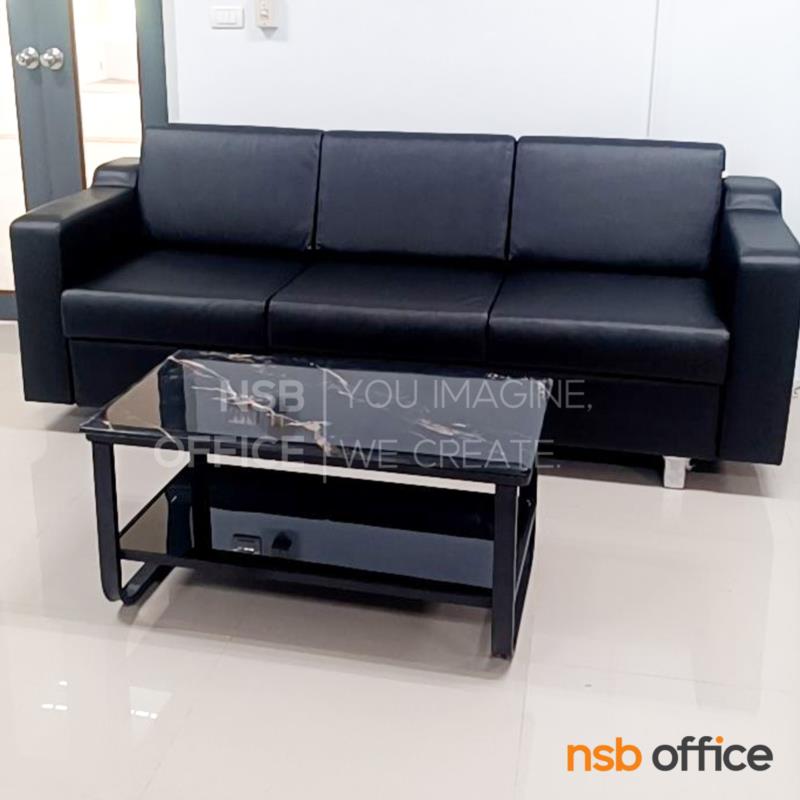 โต๊ะกลางหน้าท็อปบนเป็นหิน ล่างเป็นกระจก รุ่น Macadamia (แมคาเดเมีย) ขนาด 90W cm. โครงเหล็ก 