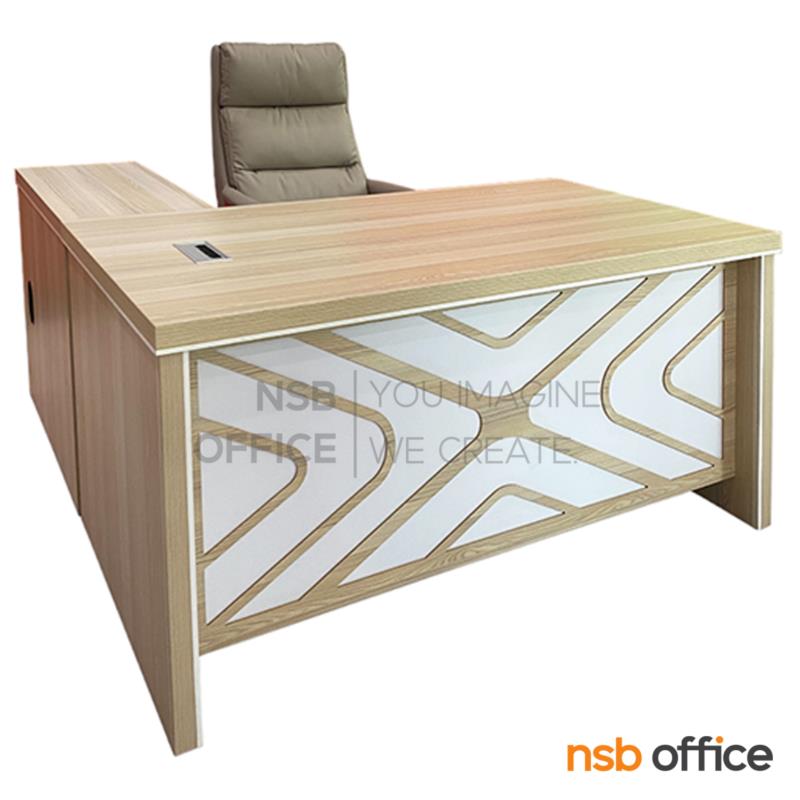 A16A117:โต๊ผู้บริหารตัวแอล รุ่น Pennell (เพนเนลล์) ขนาด 160W ,180W cm. พร้อมตู้ข้างและตู้ลิ้นชักล้อเลื่อน