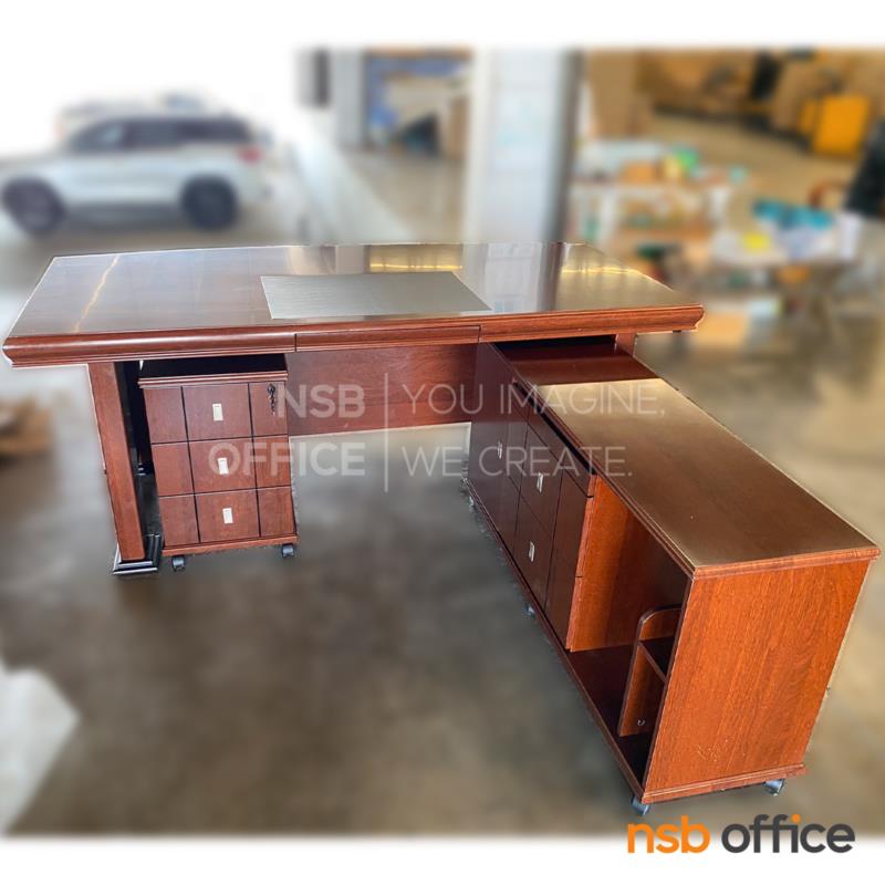 โต๊ะผู้บริหารตัวแอล  รุ่น Wolfgang (วูฟแก็งค์) ขนาด 200W cm. พร้อมตู้ลิ้นชักและตู้ข้าง