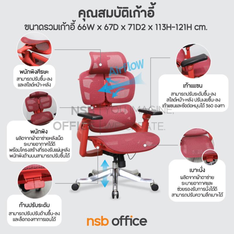 เก้าอี้ผู้บริหารหลังเน็ต รุ่น Crimson (คริมสัน)  โช้คแก๊ส ก้อนโยก ขาอลูมิเนียม