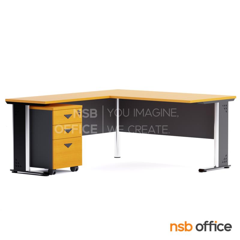 โต๊ะทำงานตัวแอล รุ่น Nolan (โนแลน) ขนาด 160W1*180W2 ตู้ 3 ลิ้นชักล้อเลื่อน