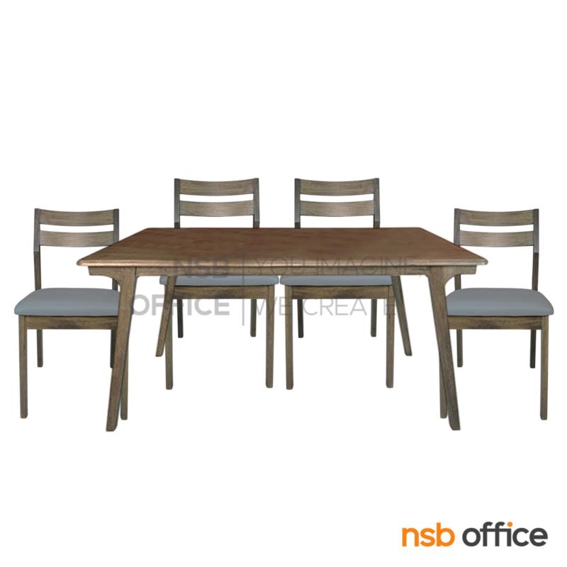 ชุดโต๊ะรับประทานอาหารหน้าไม้ยางพารา 4 ที่นั่ง  รุ่น Anes (อาเนส)  พร้อมเก้าอี้