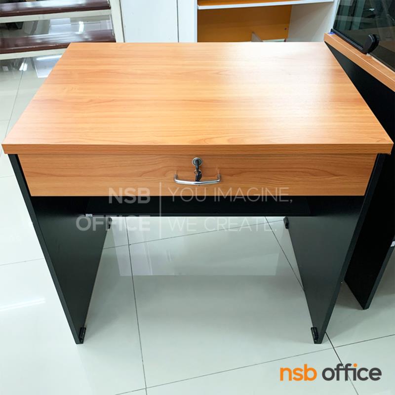 A12A096:โต๊ะทำงาน 1 ลิ้นชัก เมลามีน-ฟอยล์ ขนาด 80W cm.  สีเชอร์รี่ดำ 
