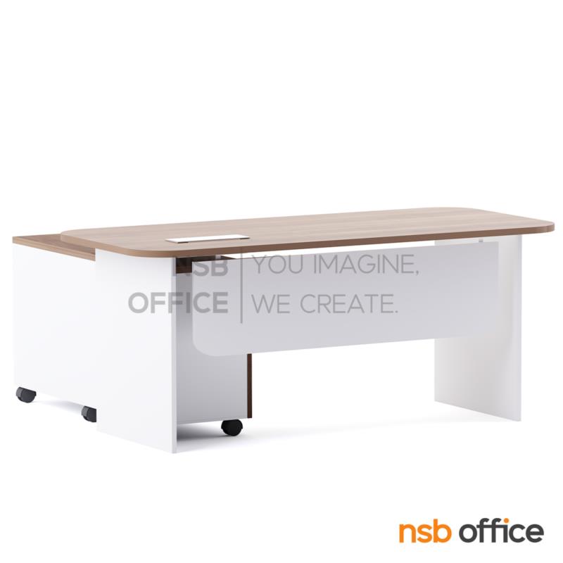 โต๊ะผู้บริหารตัวแอล รุ่น Castella (คัสเตลล่า) ขนาด 180W cm.  พร้อมตู้ข้างล้อเลื่อน