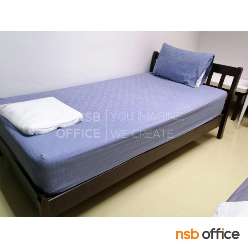 เตียงไม้ยางพาราล้วน 3.5 ฟุต หัวเตียงไม้ระแนง   