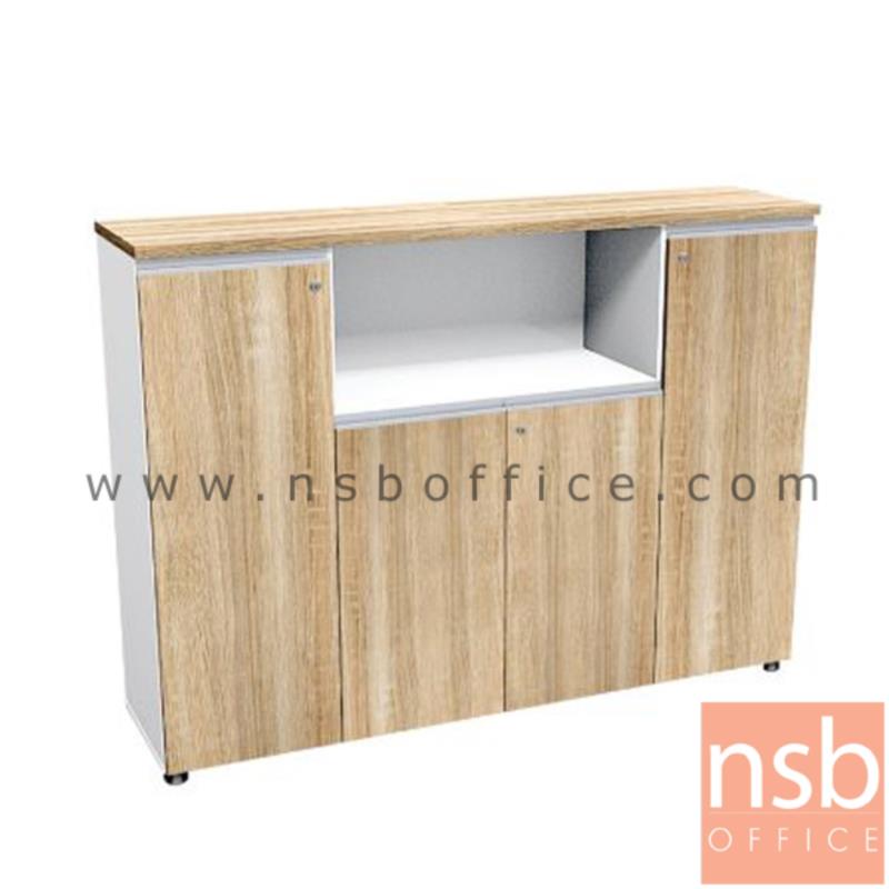 A21A008:ตู้เอกสาร สูง 119H cm. 4 บานเปิด 1 ช่องโล่ง รุ่น Ambre (แอมเบอร์)  เมลามีน สีเนเจอร์ทีค-ขาว