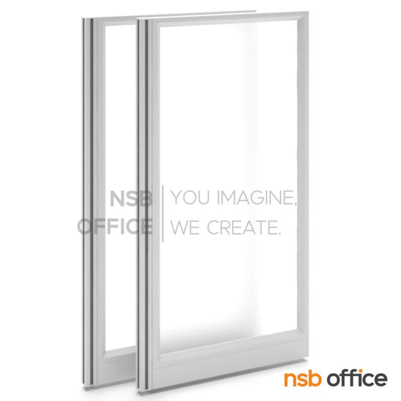 P01A037:พาร์ทิชั่นแบบกระจกฝ้าล้วน  รุ่น P-01-NSB  สูง 150 ซม. พร้อมเสาเริ่ม มีกล่องร้อยสายไฟ