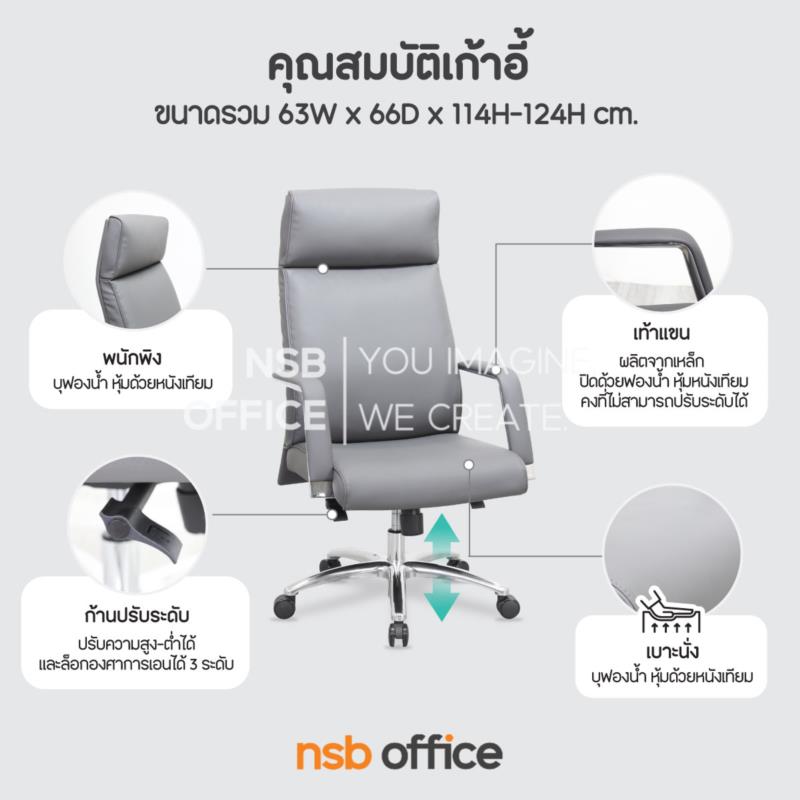 เก้าอี้ผู้บริหารหนังเทียม รุ่น Honeycrisp (ฮันนี่คริสป์)  โช้คแก๊ส ก้อนโยก ขาอลูมิเนียม