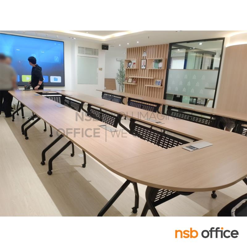 โต๊ะประชุมครึ่งวงกลม รุ่น Lulor (ลูเลอร์) ขนาด 180W cm. พับเก็บได้ ล้อเลื่อน