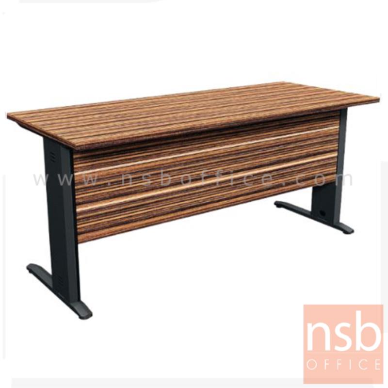 A26A027:โต๊ะทำงาน รุ่น Petally (เพทอลลี่) ขนาด 160W ,180W cm.  ขาเหล็ก สีลายไม้ซีบราโน่ตัดดำ ขอบ ROSEGOLD