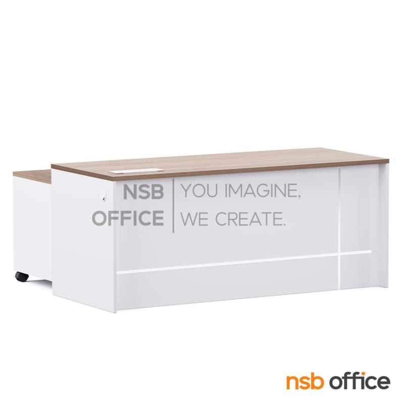 โต๊ะผู้บริหารตัวแอล รุ่น Bergamot (เบอร์กามอต)  พร้อมตู้ข้างล้อเลื่อน ป๊อปอัพ A24A078