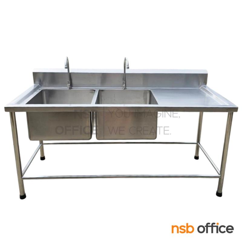 G12A347:อ่างซิงค์สแตนเลส 2 หลุม พร้อมที่พักข้าง รุ่น Matilla (มาทิลลา) ขนาด 180W cm.  