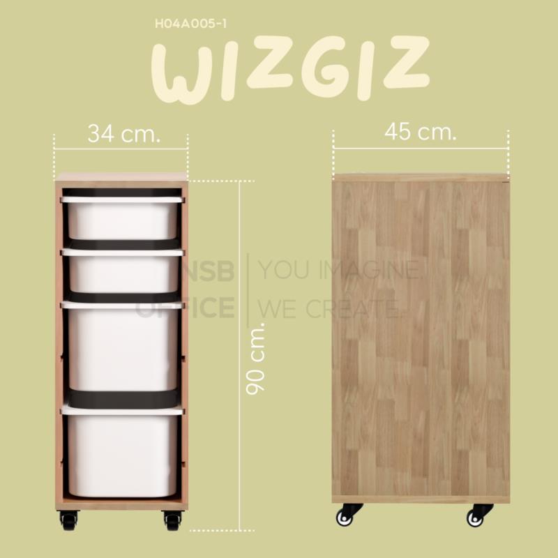 ชั้นเก็บอุปกรณ์การเรียน รุ่น Wizgiz (วิซกิส)  พร้อมถาดเก็บของ ล้อเลื่อน