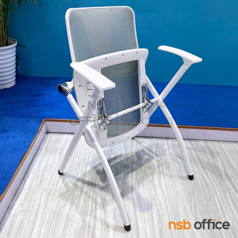 เก้าอี้สัมมนาหลังเน็ตพับเก็บได้ รุ่น bellamy (เบลลามี่)   ขาเหล็กพ่นสีขาว