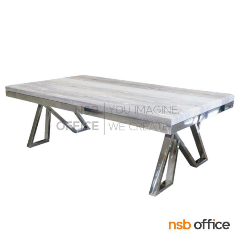 B13A416:โต๊ะกลางหน้าหินแท้ รุ่น Zorro (โซโร) ขนาด 130W cm.  โครงสแตนเลสสีเงิน