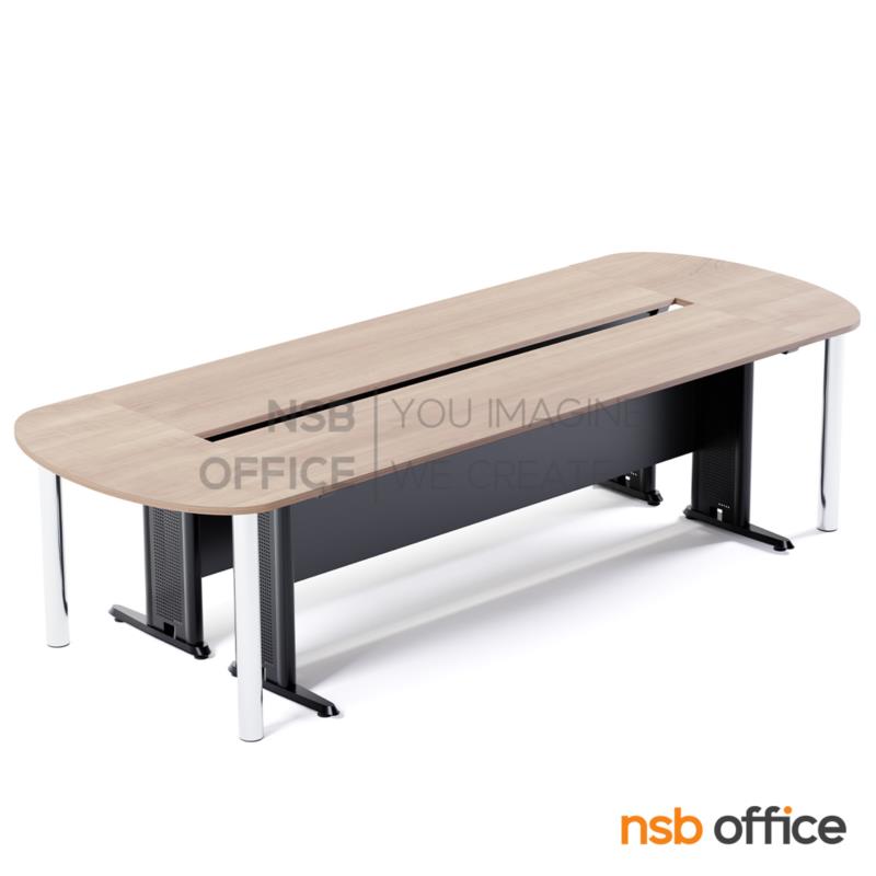 A05A244:โต๊ะประชุมสี่เหลี่ยมหัวโค้ง รุ่น Spielman (สปีลแมน) 8, 10, 12 ที่นั่ง พร้อมช่องร้อยสายไฟได้ ขาเหล็กตัวแอล