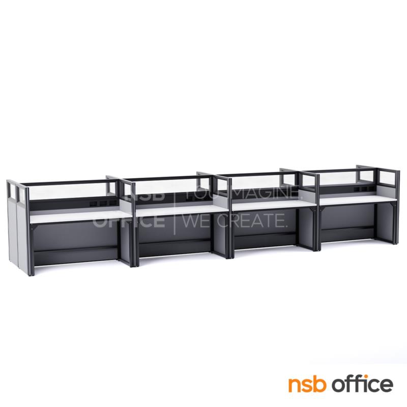 โต๊ะทำงานกลุ่ม รุ่น Lavencia (ลาเวนเซีย) 4, 6 และ 8 ที่นั่ง พร้อมพาร์ทิชั่นกระจกใส รางไฟตรงกลาง