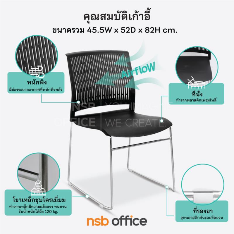 เก้าอี้อเนกประสงค์เฟรมโพลี่ รุ่น Landell (แลนเดลล์)  ขาเหล็กเพลาตัน