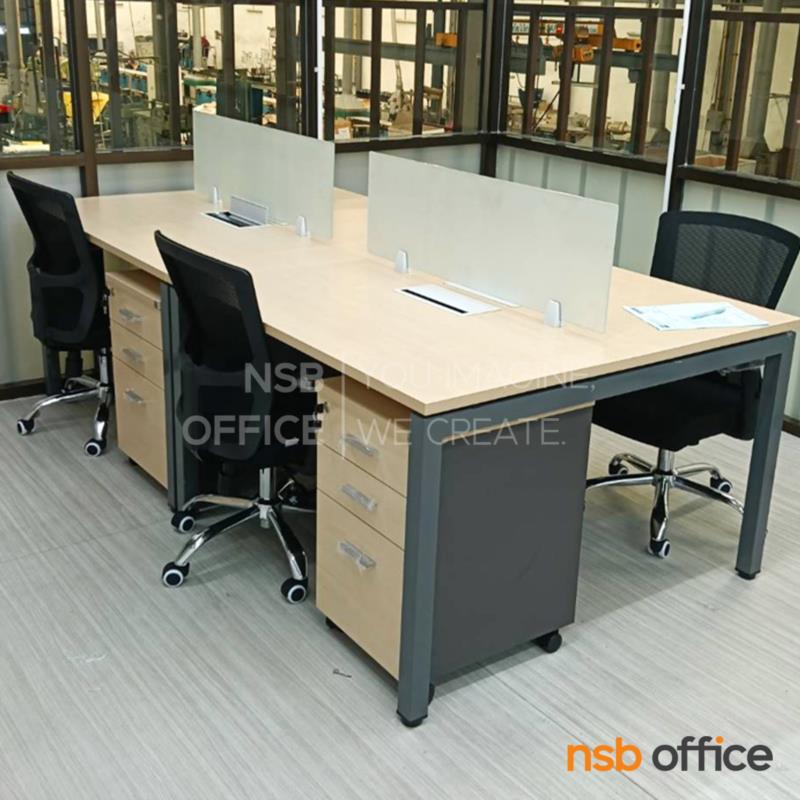 ชุดโต๊ะทำงานกลุ่ม ลิ้นชักไม้ล้อเลื่อน รุ่น Elmer (เอลเมอร์)  พร้อมมินิสกรีนและกล่องไฟ A24A034 ทุกที่นั่ง