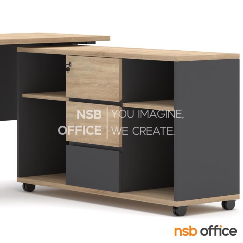 โต๊ะทำงานตัวแอล รุ่น Ikonic (ไอคอนิก) ขนาด 150W, 180W cm พร้อมตู้ข้างล้อเลื่อน