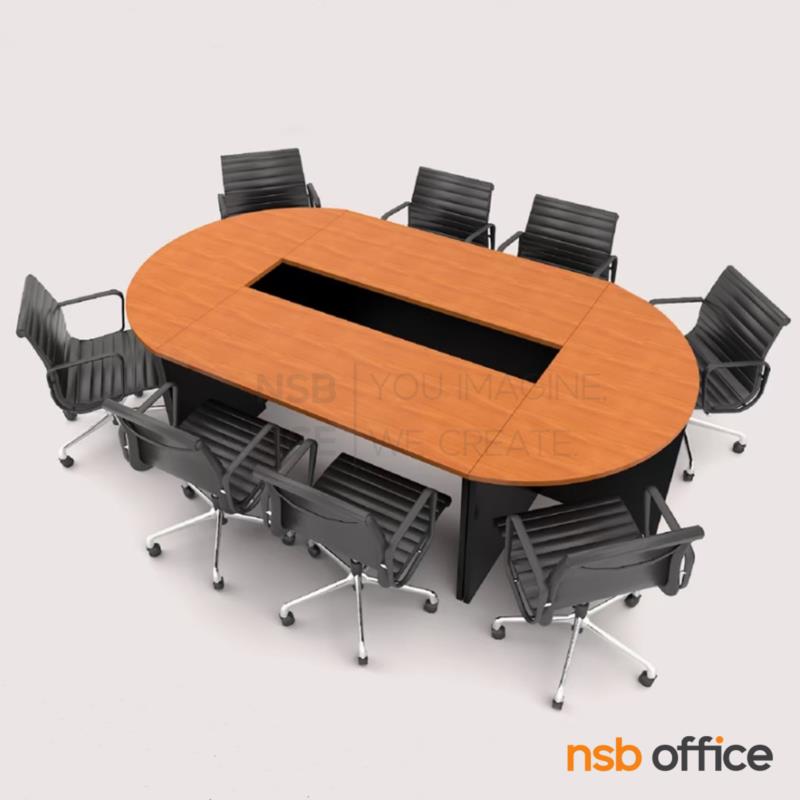 โต๊ะประชุมหัวโค้ง รุ่น Darnell (ดาร์เนลล์) ขนาด 240W, 270W, 450W cm. เมลามีนฟลอยด์ โครงขาสีดำ
