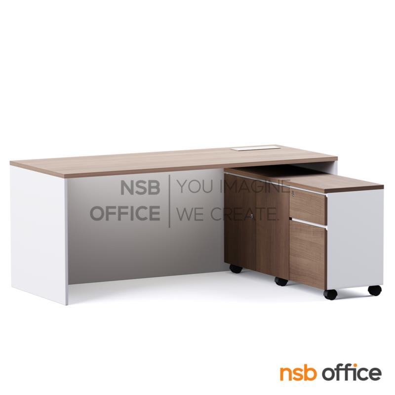 A30A077:โต๊ะผู้บริหารตัวแอล รุ่น Bergamot (เบอร์กามอต)  พร้อมตู้ข้างล้อเลื่อน ป๊อปอัพ A24A078