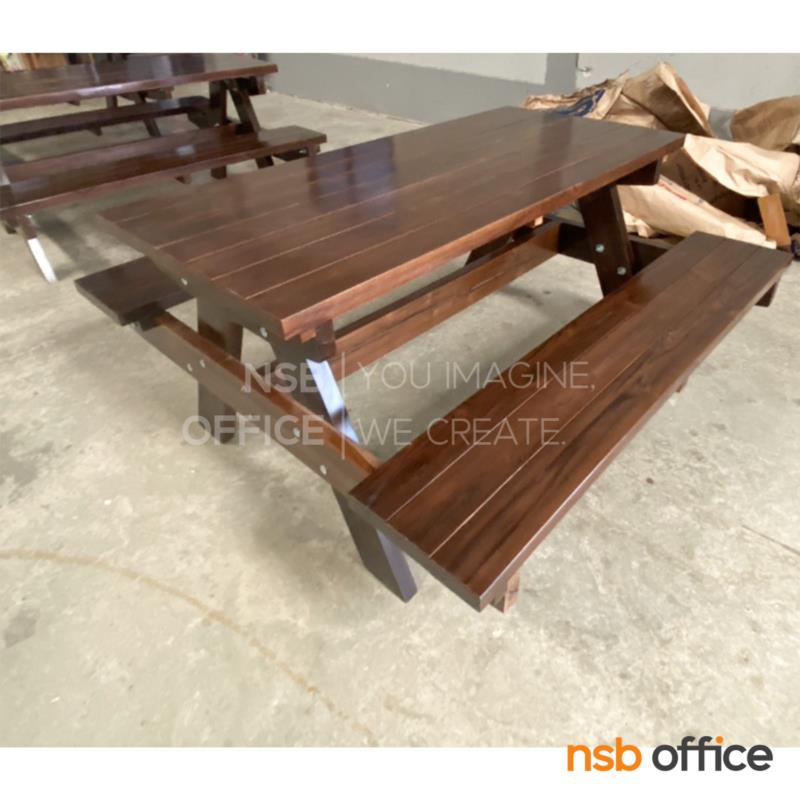 โต๊ะโรงอาหารไม้สักล้วน รุ่น SOUTHDAKOTA (เซาธ์ดาโกตา) ขนาด 150W cm. ขาไขว้ 