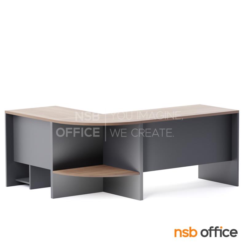 โต๊ะผู้บริหารตัวแอลมุมโค้ง รุ่น Cayden (เคย์เดน) ขนาด 180W*140W2*60D cm. 