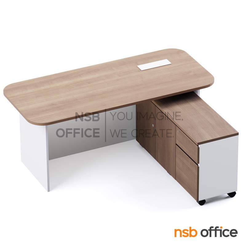 โต๊ะผู้บริหารตัวแอล รุ่น Castella (คัสเตลล่า) ขนาด 180W cm.  พร้อมตู้ข้างล้อเลื่อน พร้อมป๊อปอัพ A24A078