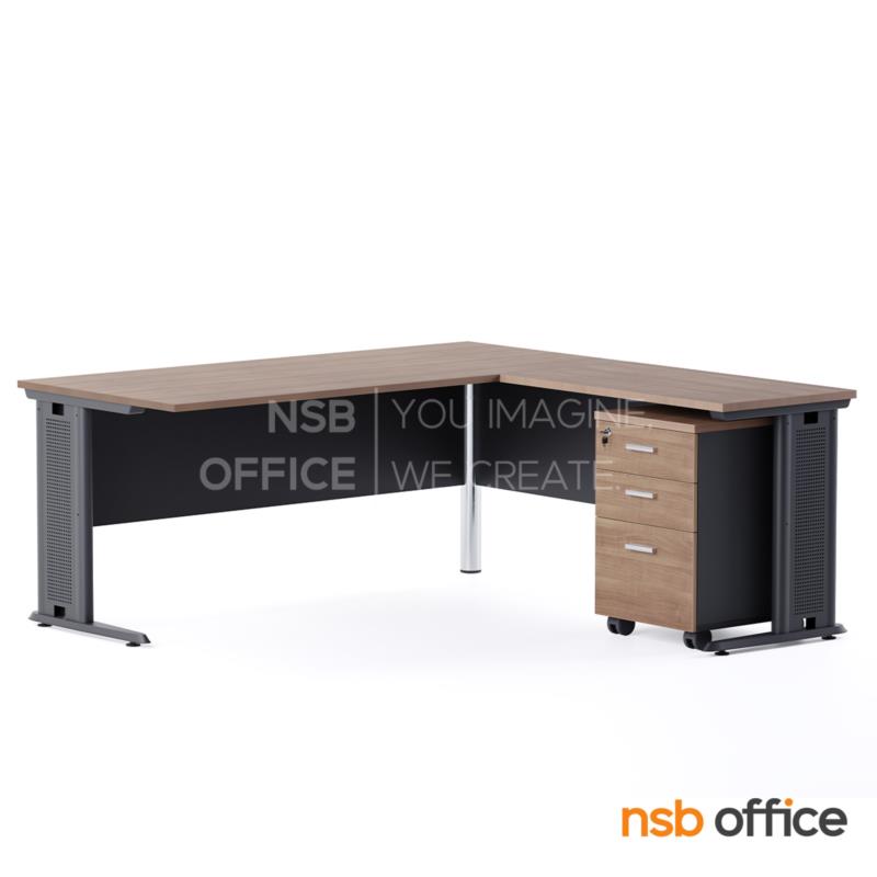 A28A009:โต๊ะทำงานผู้บริหาร รุ่น Malbec (มาลเบค) ขนาด 180W1*180W2 พร้อม ตู้ 3 ลิ้นชักล้อเลื่อน