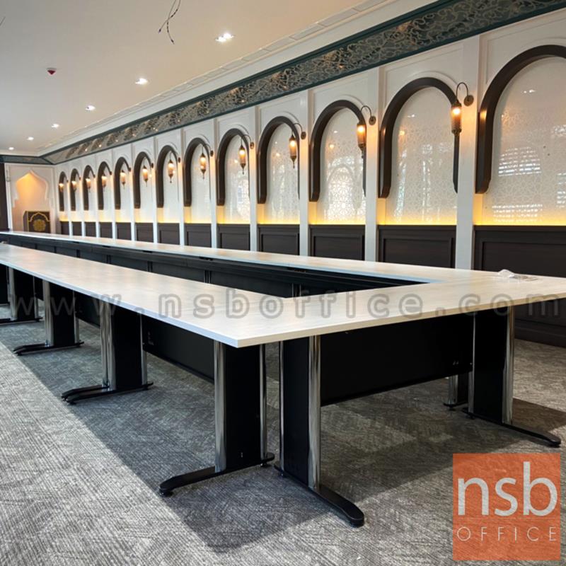 โต๊ะประชุมตรง  ขนาด 150W,180W,210W cm. พร้อมบังตาเหล็ก และที่วางจอ