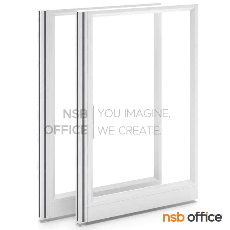 P01A067:พาร์ทิชั่นแบบกระจกใสล้วนทั้งแผง P-01 NSB สูง 120 ซม. พร้อมเสาเริ่ม มีกล่องร้อยสายไฟ