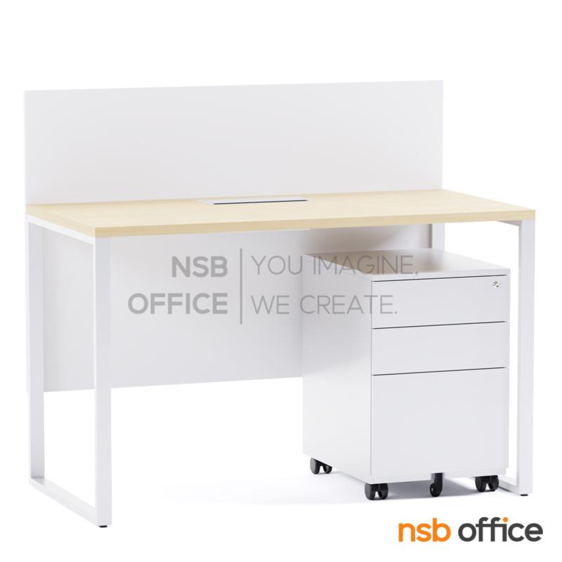 A10A181:โต๊ะทำงาน รุ่น Stardust (สตาร์ดัสท์) ขนาด 120W cm. บังตาไม้สูง พร้อมตู้ลิ้นชักเหล็กล้อเลื่อน