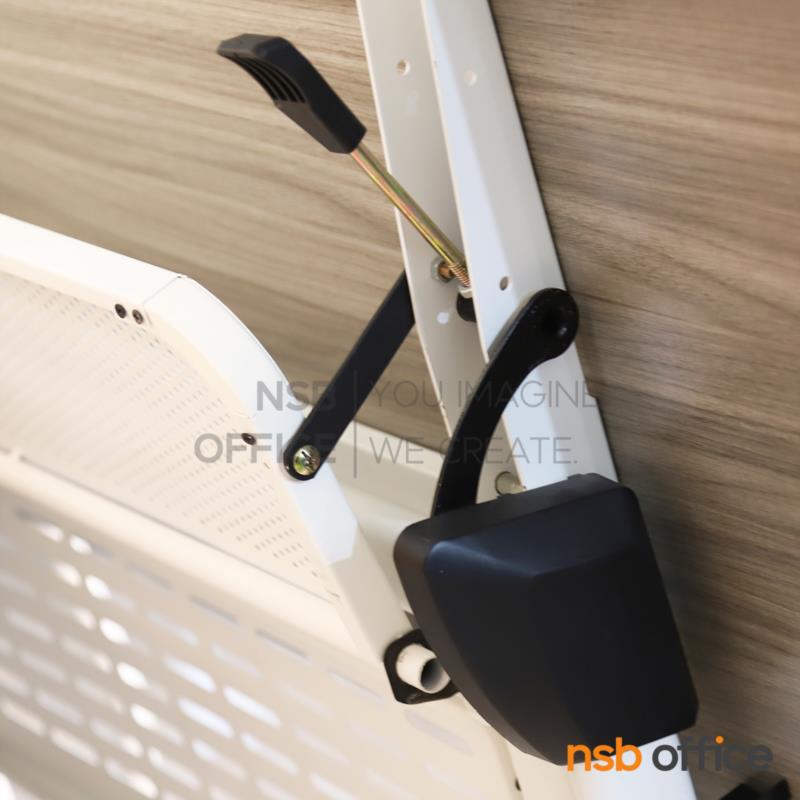 โต๊ะประชุมพับเก็บได้ล้อเลื่อน (สีขาว) รุ่น Hutchence ll  บังตาเหล็ก ที่วางของใต้ท็อป ล้อล็อกได้