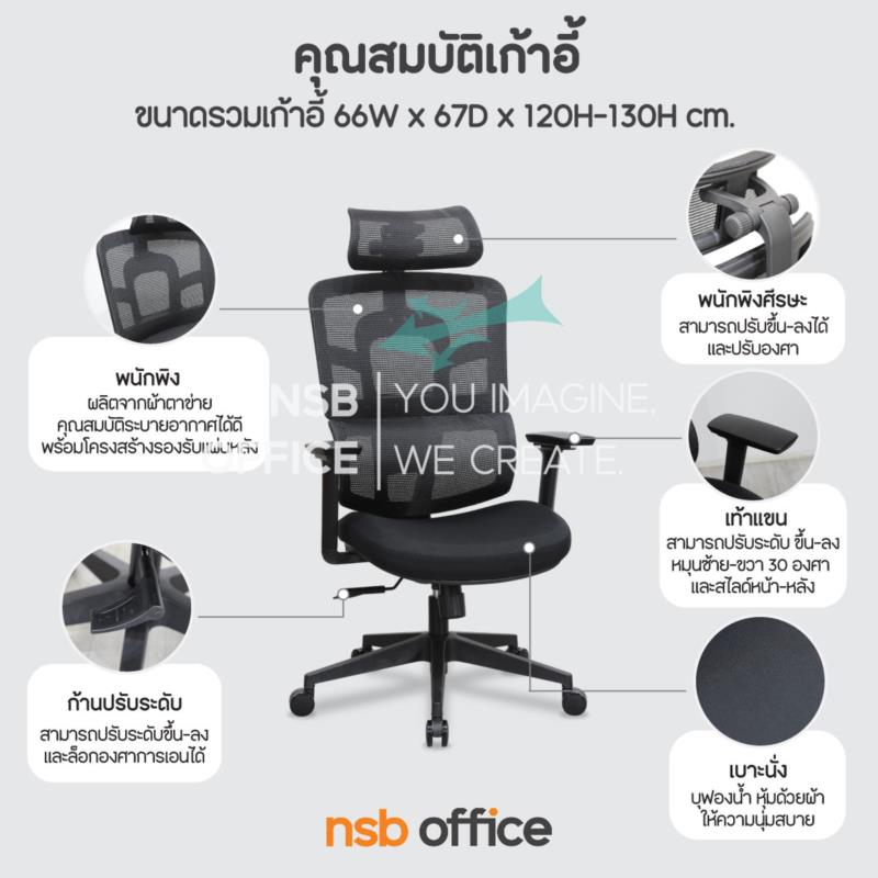 เก้าอี้ผู้บริหารหลังเน็ต รุ่น Ergovelle (เออร์โกเวล)  โช้คแก๊ส ก้อนโยก