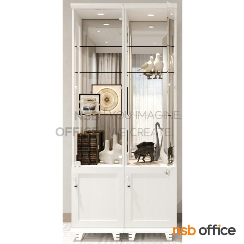  ตู้โชว์กระจกดาวน์ไลท์ 1 บานเปิดล่าง สูง 180 ซม.  รุ่น Jonetta (โจเนตต้า) มีไฟในตัว (หลังกระจกเงา) 