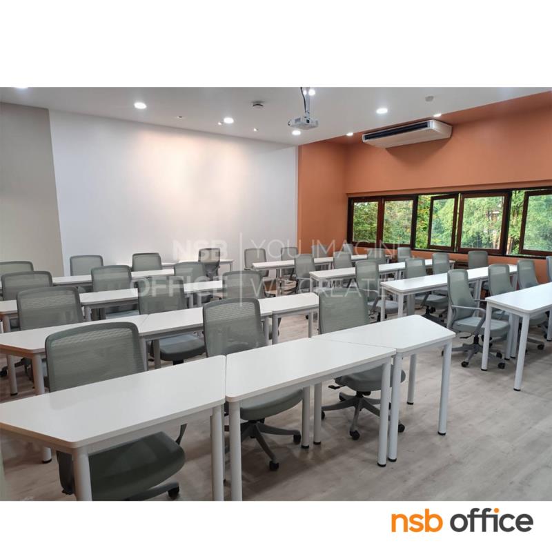 โต๊ะทรงคางหมู 118W cm. รุ่น Mulrey  โครงขาสีขาว (โครงขาระบบ knockdown)