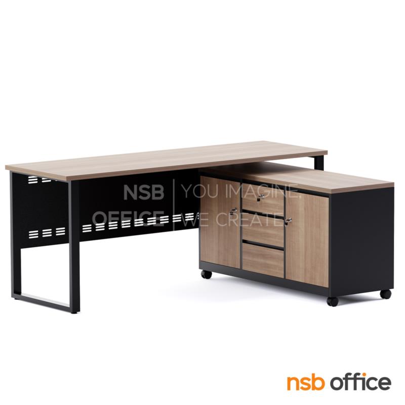 A30A082:โต๊ะผู้บริหารตัวแอล รุ่น Whisky (วิสกี้) ขนาด 180W cm.  พร้อมตู้ข้างล้อเลื่อน