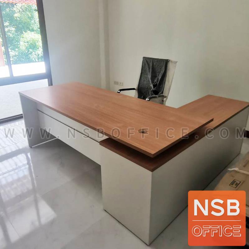 โต๊ะผู้บริหารตัวแอล รุ่น Frasers (เฟรเซอร์)  ขนาด 200W cm. พร้อมตู้ข้าง ขาไม้