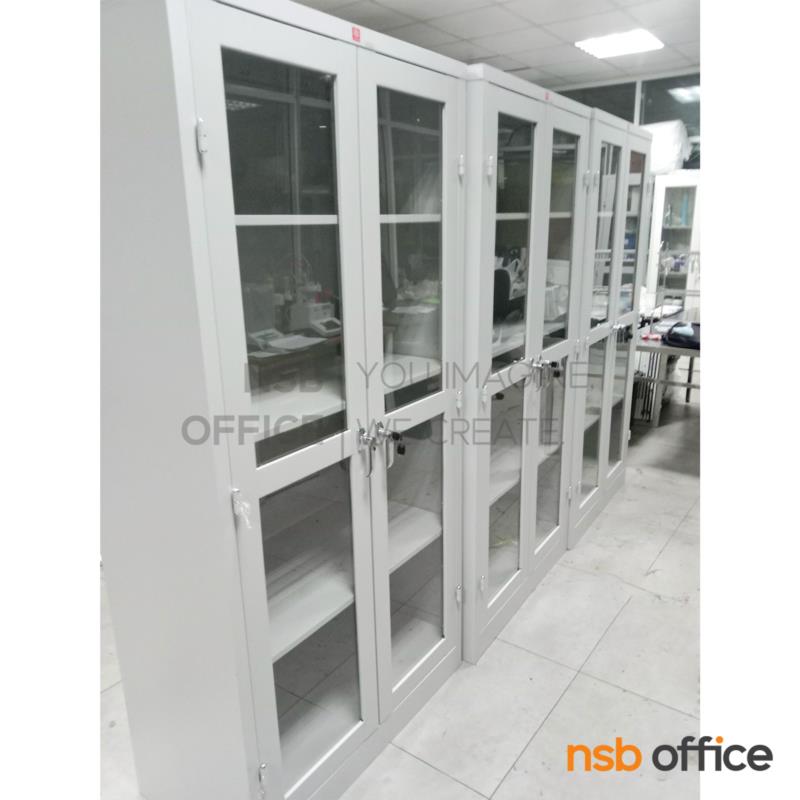 ตู้เอกสารเหล็ก 2 บานเปิดกระจก  รุ่น KWG-183 ขนาด 91.4W*183H cm.  มือจับบิด (สีสัน)