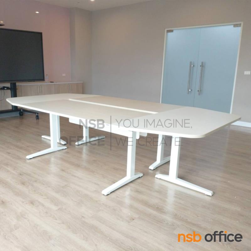 A05A222:โต๊ะประชุมทรงเรือ รุ่น Salierno (ซาแลร์โน) ขนาด 310W, 470W, 630W cm. ขาเหล็กตัวแอล